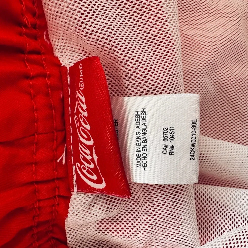 Coca-Cola Catch the Wave Swim Trunks Men's Large Red Graphic Board Shorts NWT